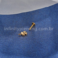 Piercing Labret Aço Cirúrgico Trevo Da Sorte Zircônia Cravejada