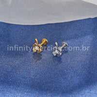 Piercing Labret Aço Cirúrgico Trevo Da Sorte Zircônia Cravejada