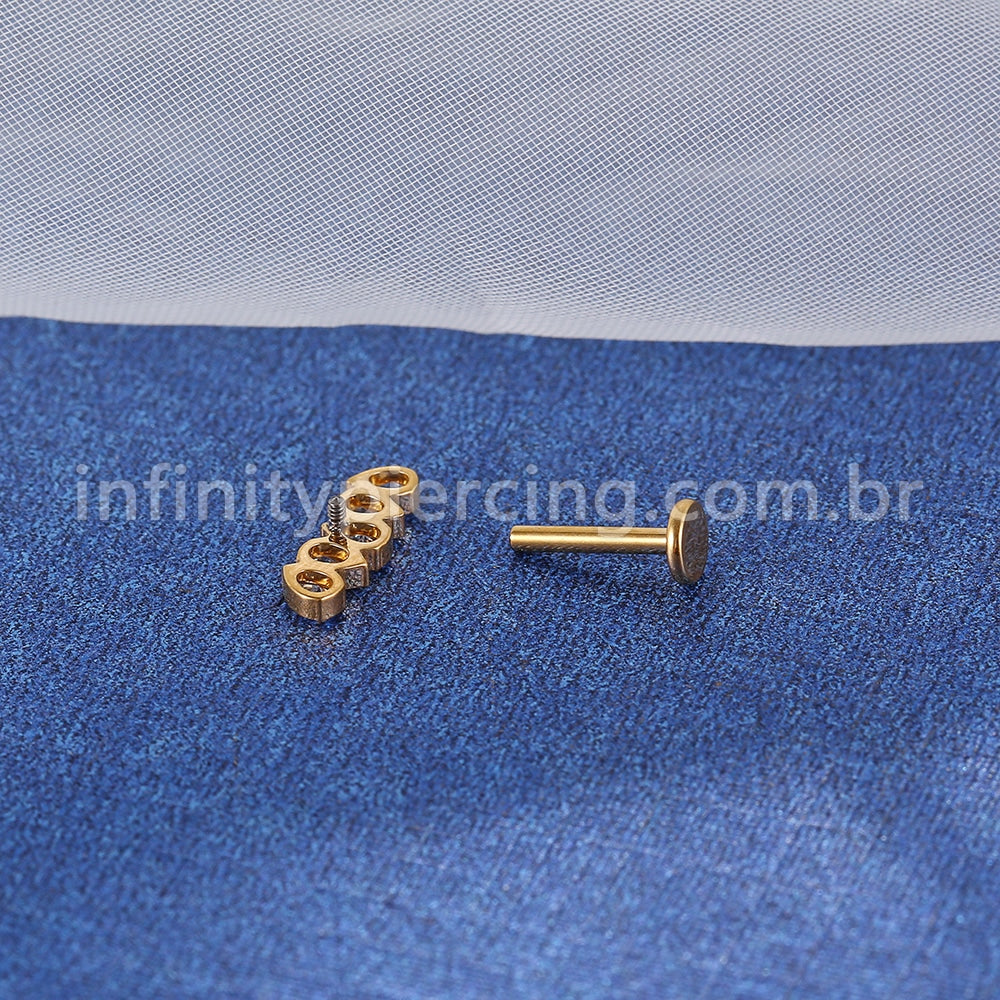 Piercing Labret Titânio Zircônia Cravejadas Gotas