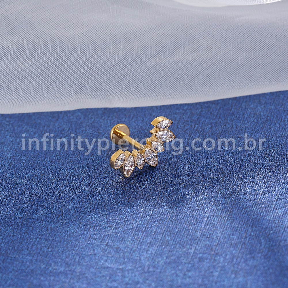 Piercing Labret Titânio 7 Zircônias