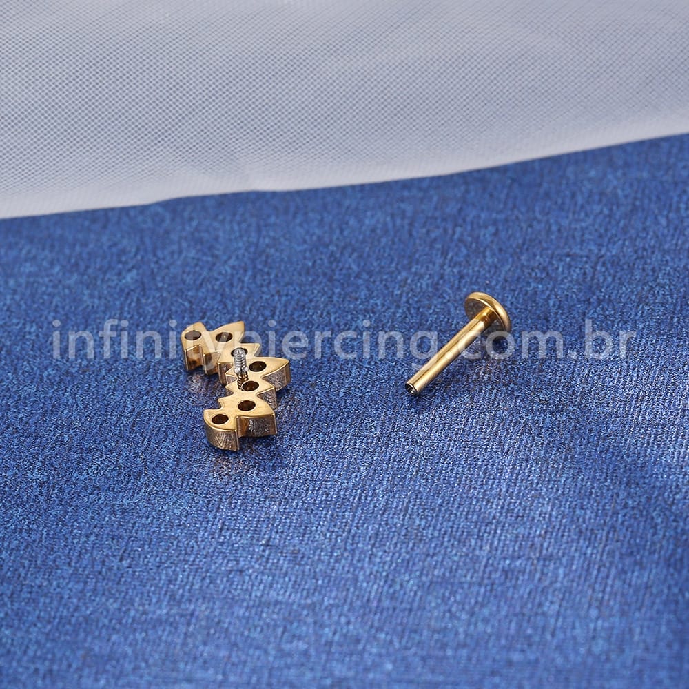 Piercing Labret Titânio 7 Zircônias