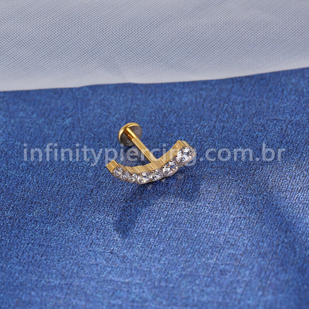 Piercing Labret Titânio Cluster 7 Zircônias