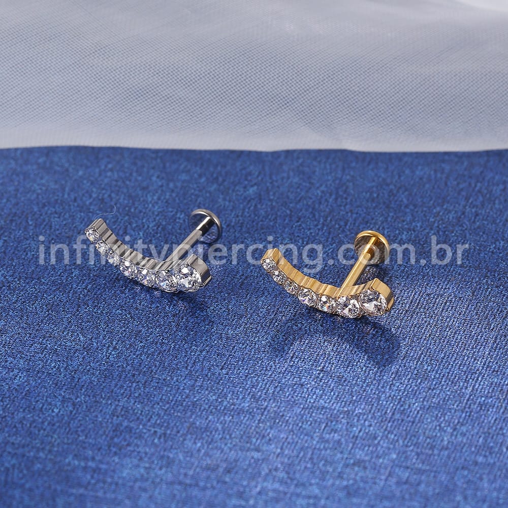 Piercing Labret Titânio Cluster 7 Zircônias