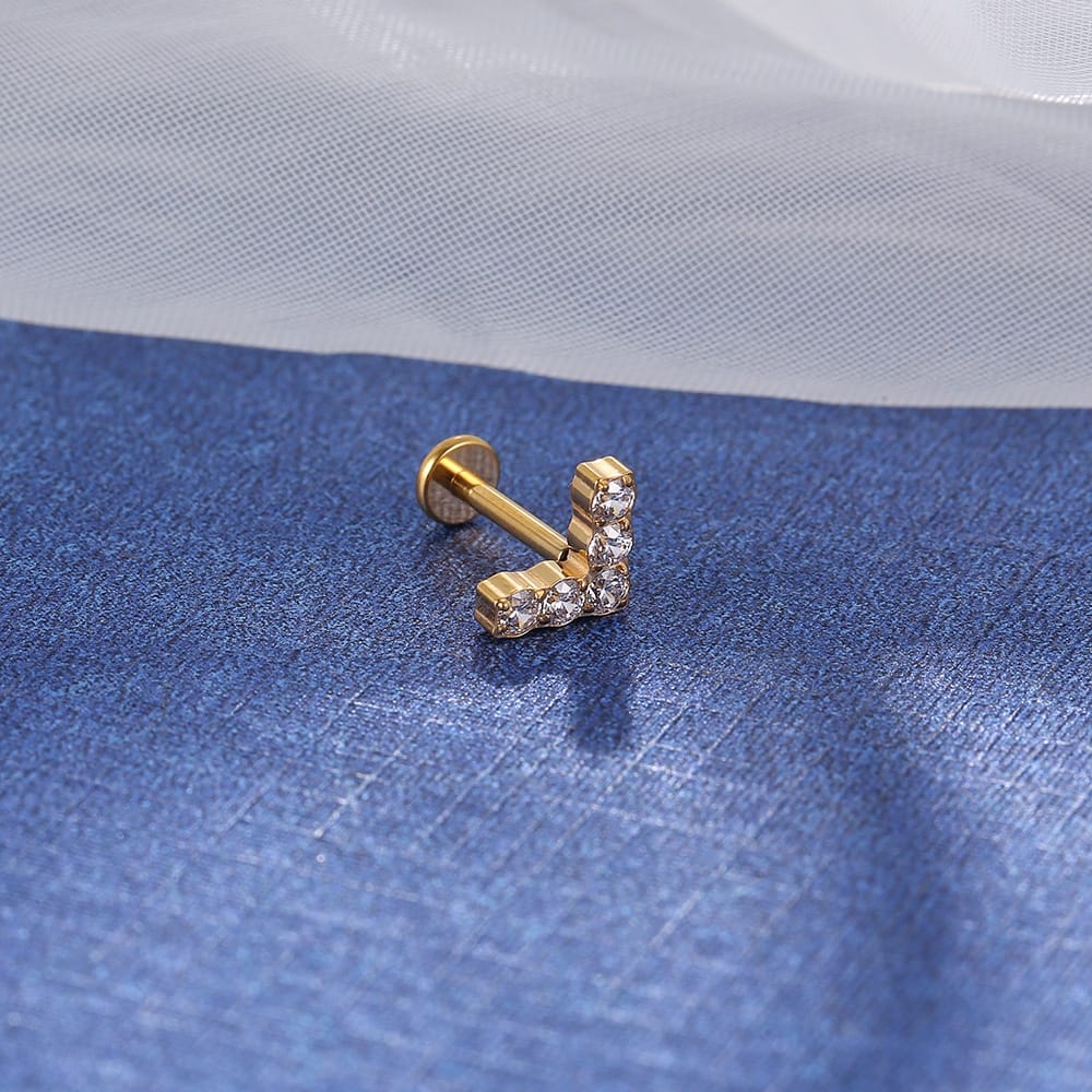 Piercing Labret Titânio V Zircônia Cravejada