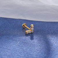 Piercing Labret Titânio V Zircônia Cravejada