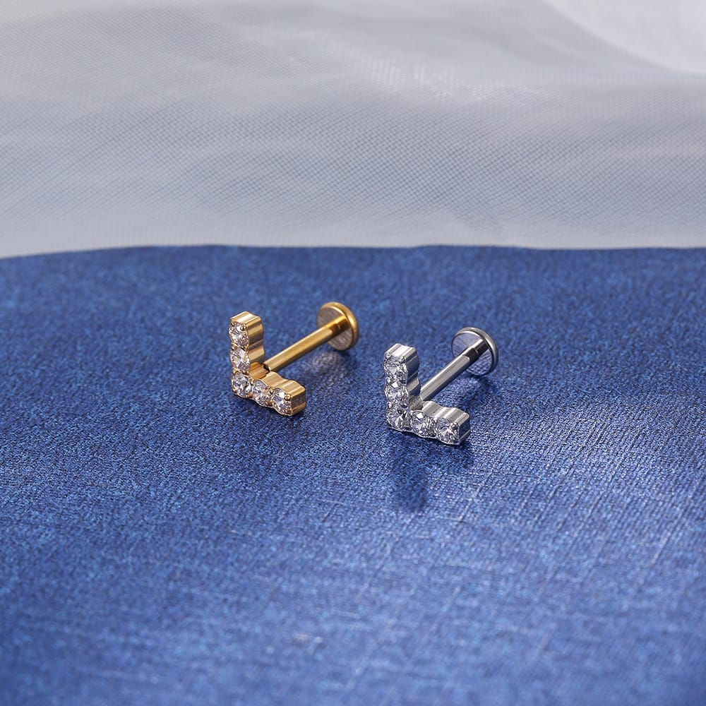Piercing Labret Titânio V Zircônia Cravejada