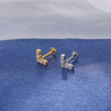 Piercing Labret Titânio V Zircônia Cravejada