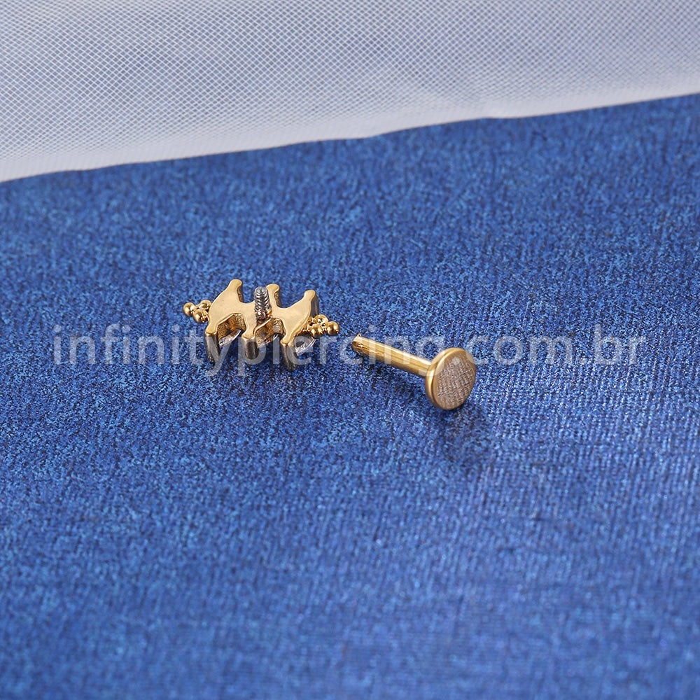 Piercing Labret Aço Cirúrgico 3 Zircônia Cravejada