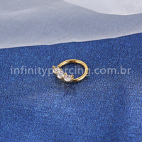 Piercing Argola Segmento Articulado Aço Cirurgico 3 Pedras