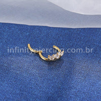 Piercing Argola Segmento Articulado Aço Cirurgico 3 Pedras