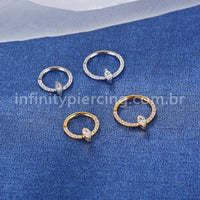 Piercing Argola Aço Cirúrgico Zircônia Cravejada