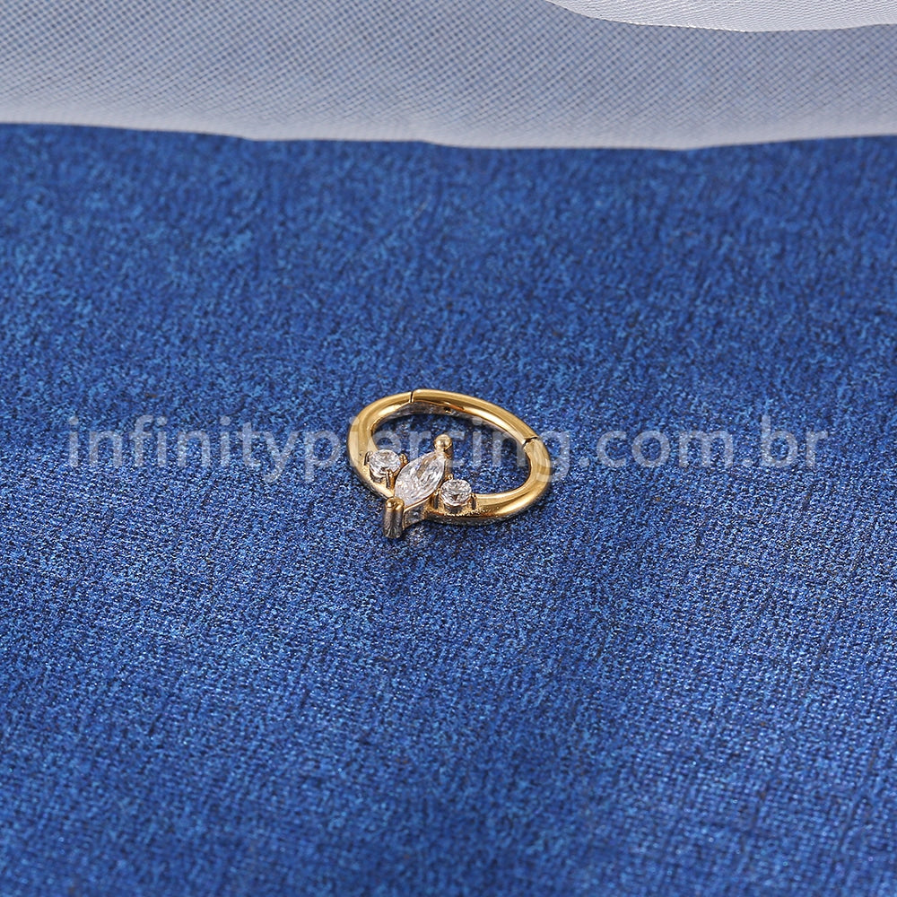 Piercing Argola Oval Aço Cirúrgico Zircônia Cravejada