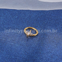 Piercing Argola Oval Aço Cirúrgico Zircônia Cravejada