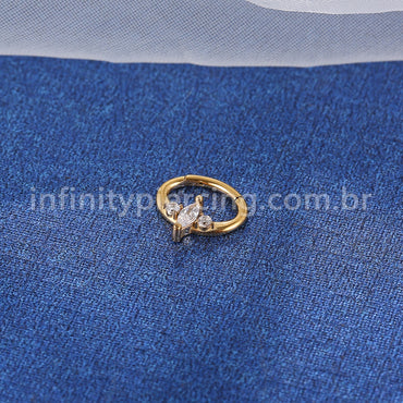Piercing Argola Oval Aço Cirúrgico Zircônia Cravejada