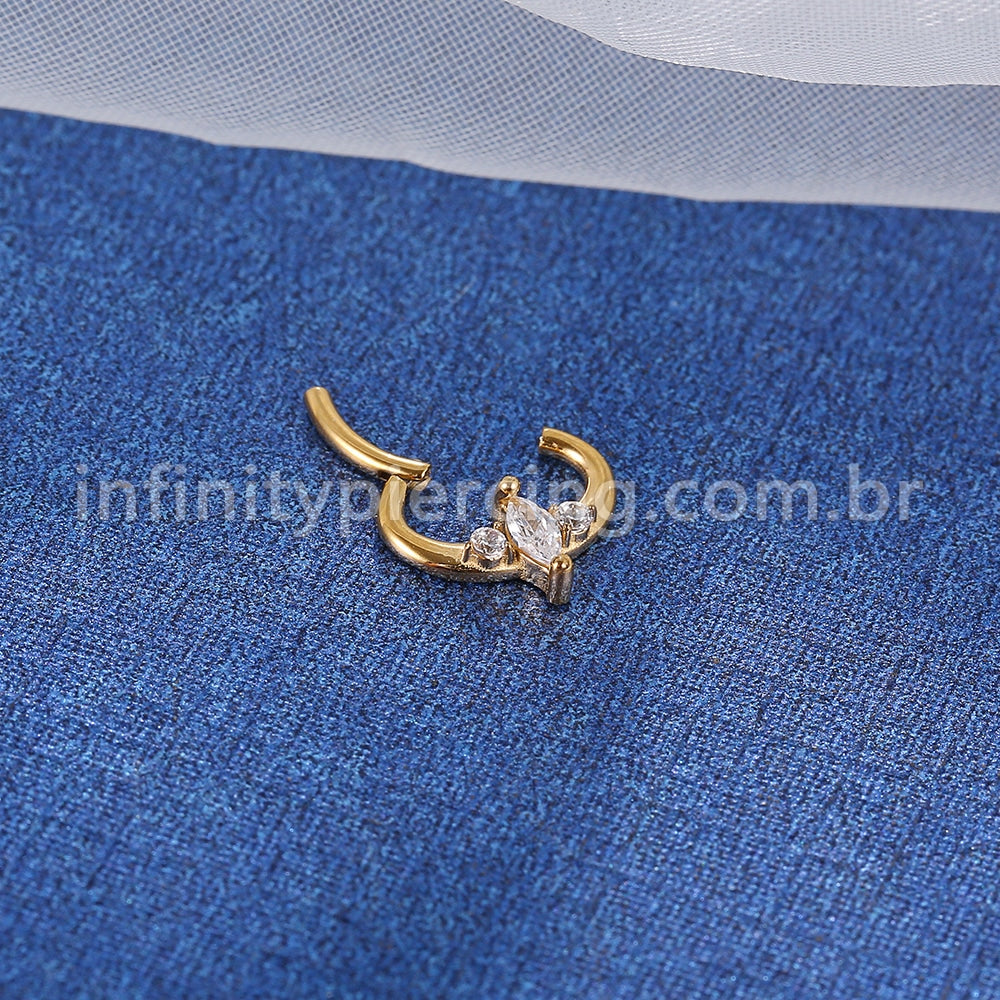 Piercing Argola Oval Aço Cirúrgico Zircônia Cravejada