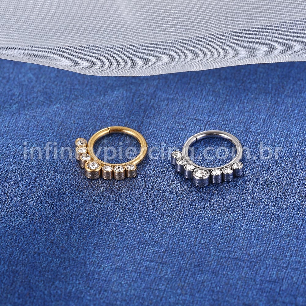 Piercing Argola Aço Cirúrgico Segmento Articulado 7 Zircônia