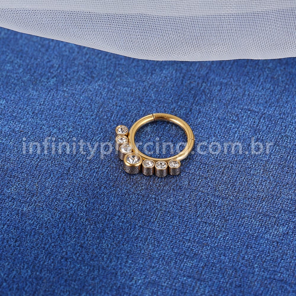 Piercing Argola Aço Cirúrgico Segmento Articulado 7 Zircônia