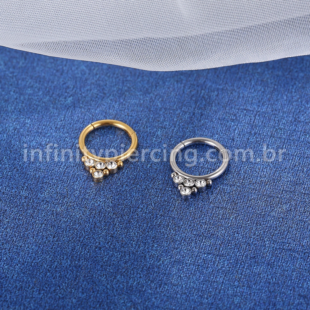 Piercing Argola Aço Cirúrgico Segmento Articulado Indiano Zircônia