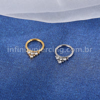 Piercing Argola Aço Cirúrgico Segmento Articulado Indiano Zircônia