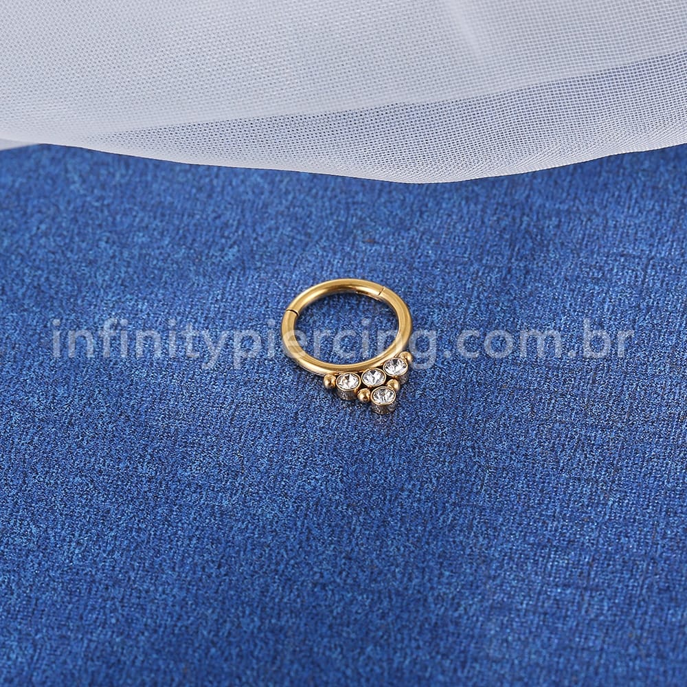 Piercing Argola Aço Cirúrgico Segmento Articulado Indiano Zircônia
