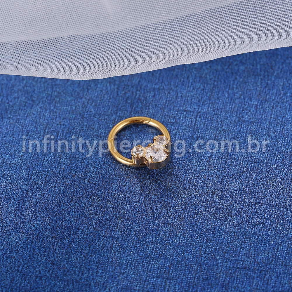 Piercing Argola Aço Cirúrgico Segmento Articulado Zircônia Cravejada