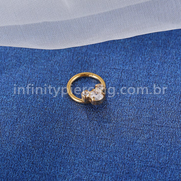 Piercing Argola Aço Cirúrgico Segmento Articulado Zircônia Cravejada