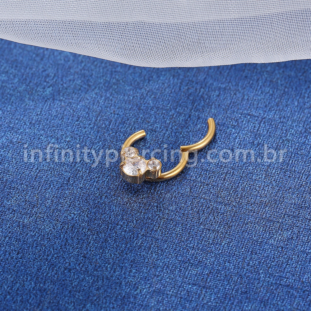 Piercing Argola Aço Cirúrgico Segmento Articulado Zircônia Cravejada