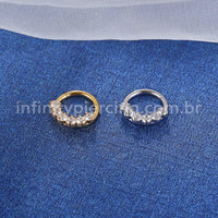 Piercing Argola Aço Cirúrgico Segmento Articulado Zircônia Cravejada