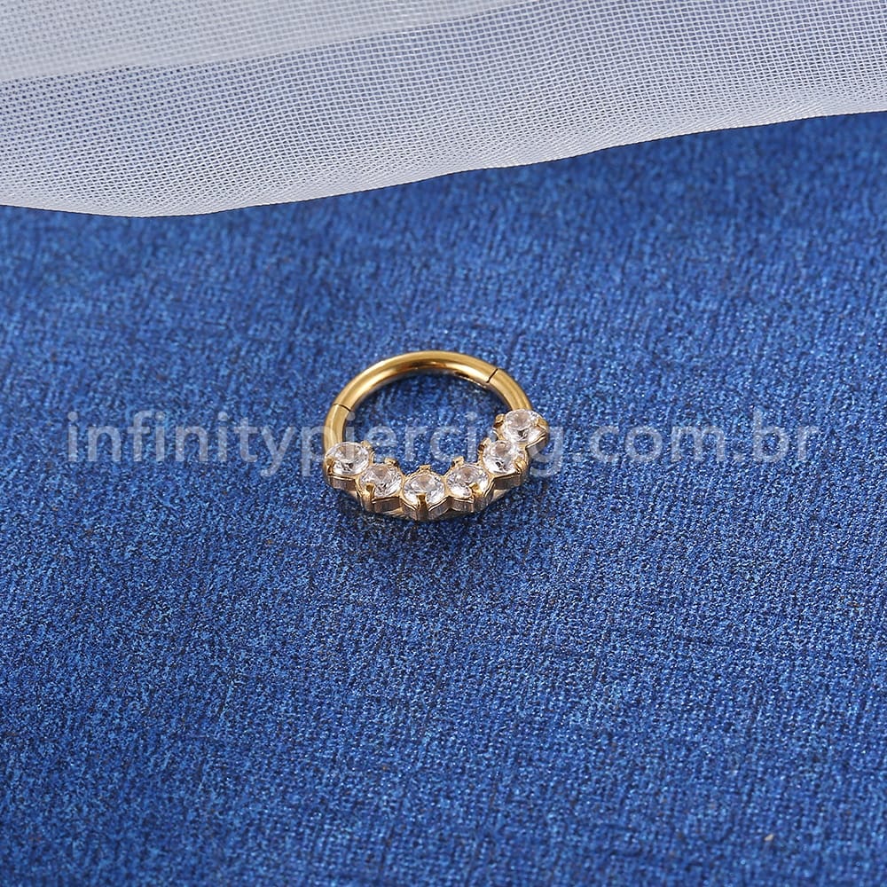 Piercing Argola Aço Cirúrgico Segmento Articulado Zircônia Cravejada