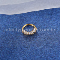 Piercing Argola Aço Cirúrgico Segmento Articulado Zircônia Cravejada