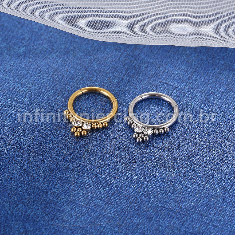 Piercing Argola Aço Cirúrgico Segmento Articulado Indiano Zircônia
