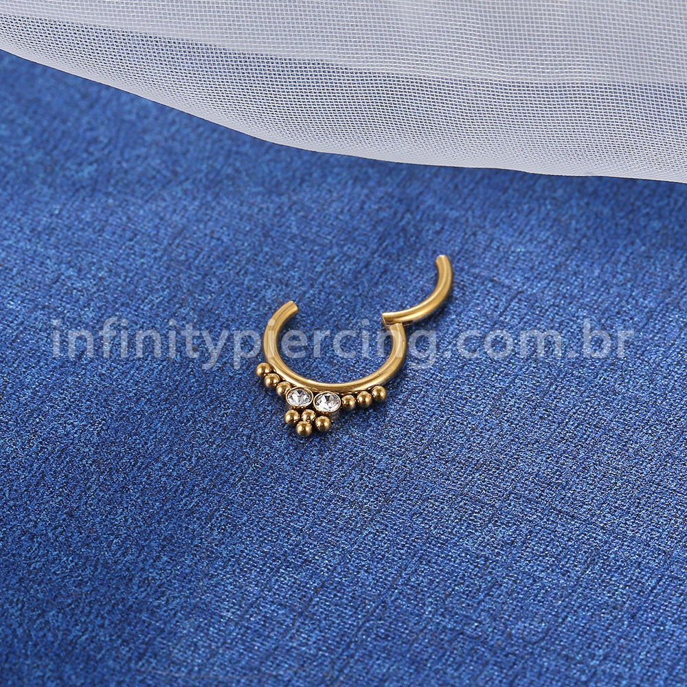 Piercing Argola Aço Cirúrgico Segmento Articulado Indiano Zircônia