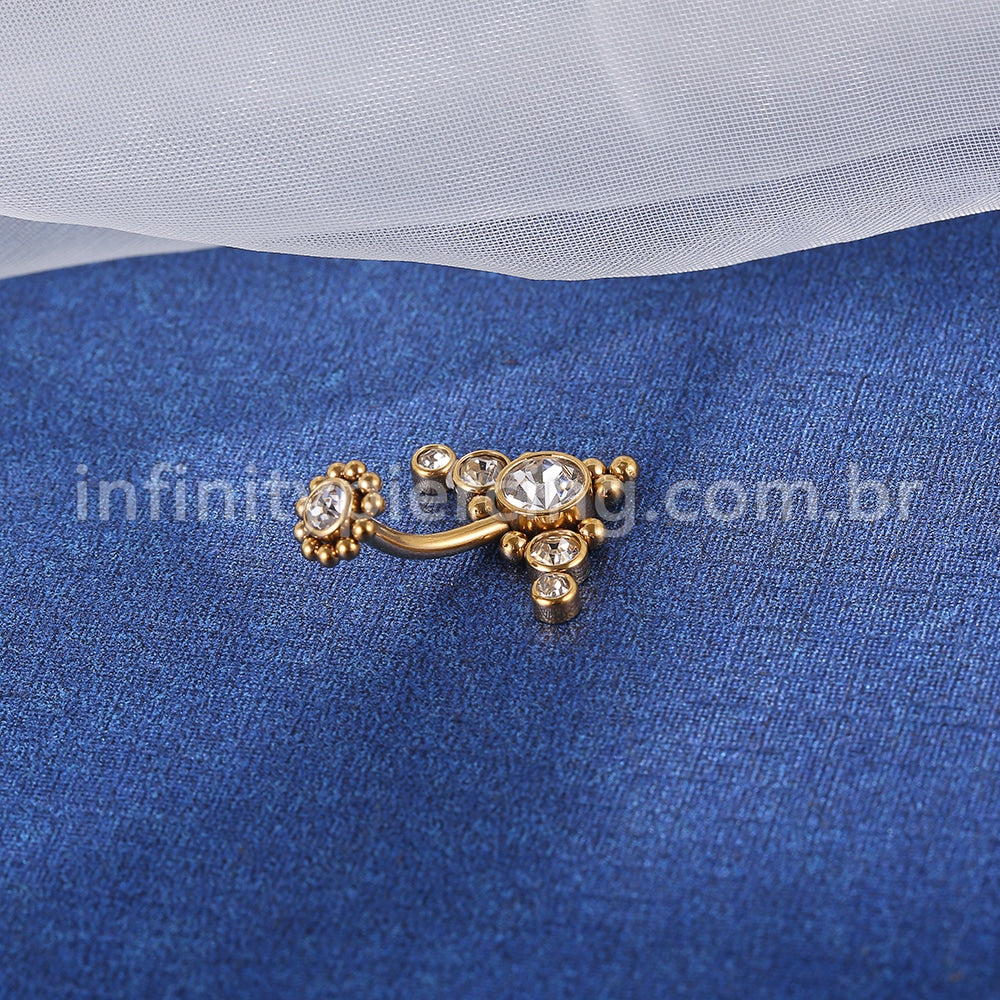 Piercing Banana Aço Cirúrgico Indiano Zircônia