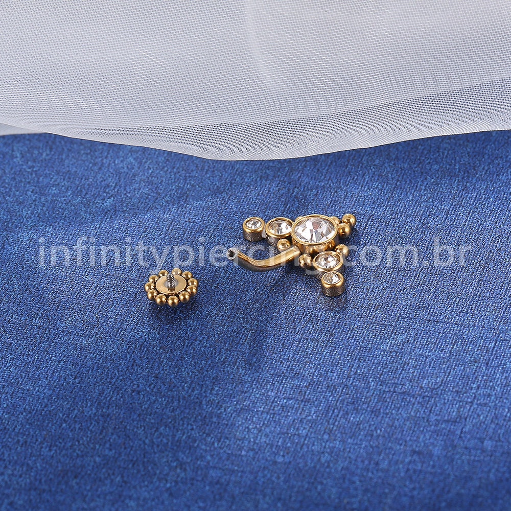 Piercing Banana Aço Cirúrgico Indiano Zircônia