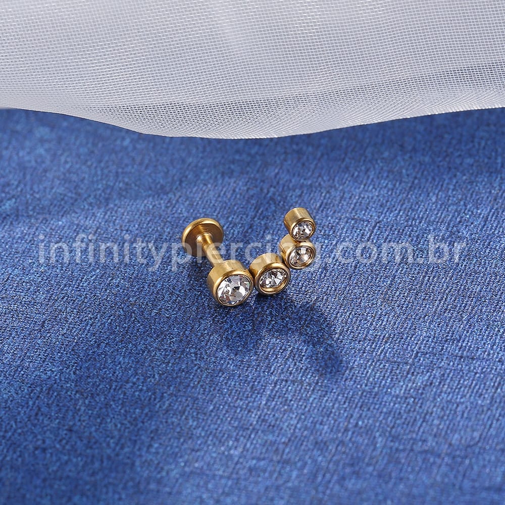 Piercing Labret Aço Cirúrgico Zircônia