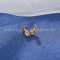Piercing Labret Aço Cirúrgico Zircônia