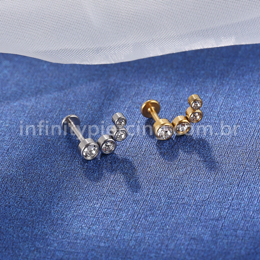 Piercing Labret Aço Cirúrgico Zircônia