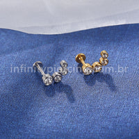 Piercing Labret Aço Cirúrgico Zircônia