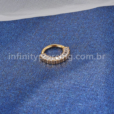 Piercing Argola Aço Cirúrgico Segmento Articulado Zircônia Retangular