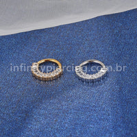 Piercing Argola Aço Cirúrgico Segmento Articulado Zircônia Retangular