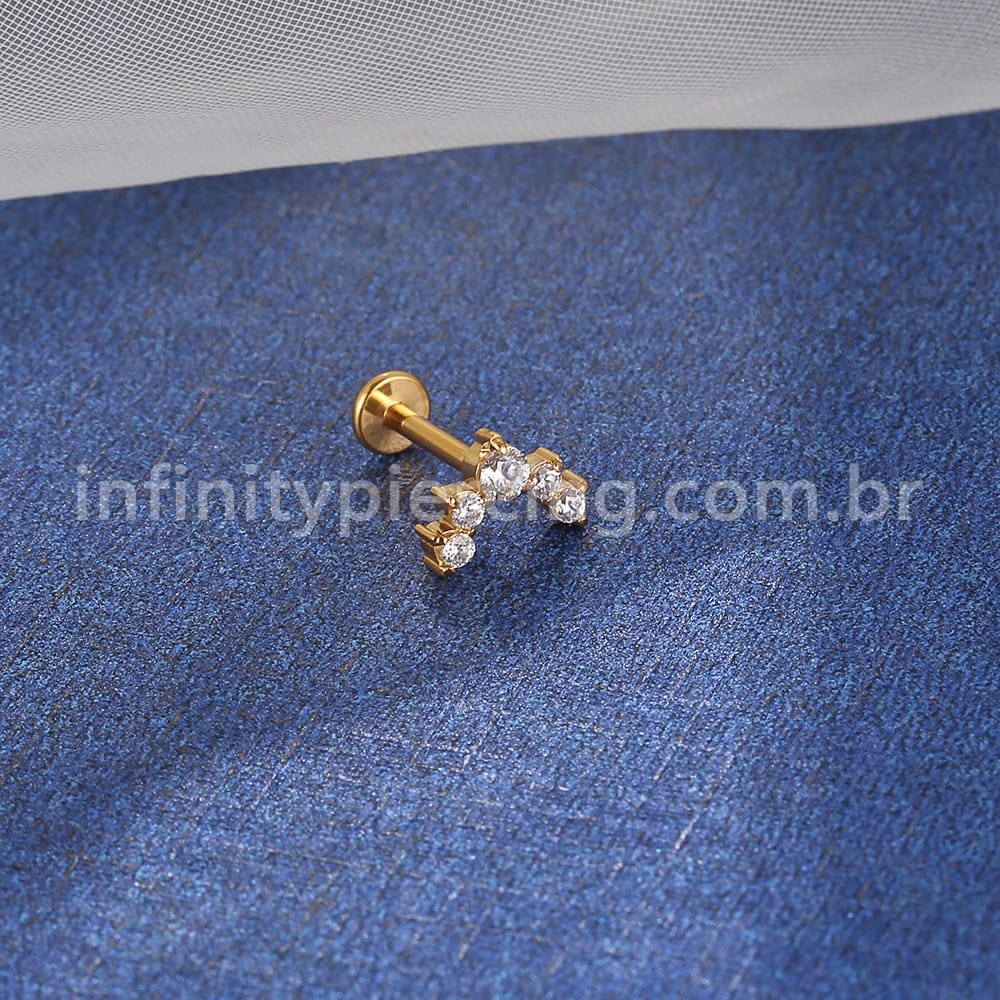 Piercing Labret Aço Cirúrgico Curvo Zircônias