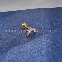 Piercing Labret Aço Cirúrgico Curvo Zircônias
