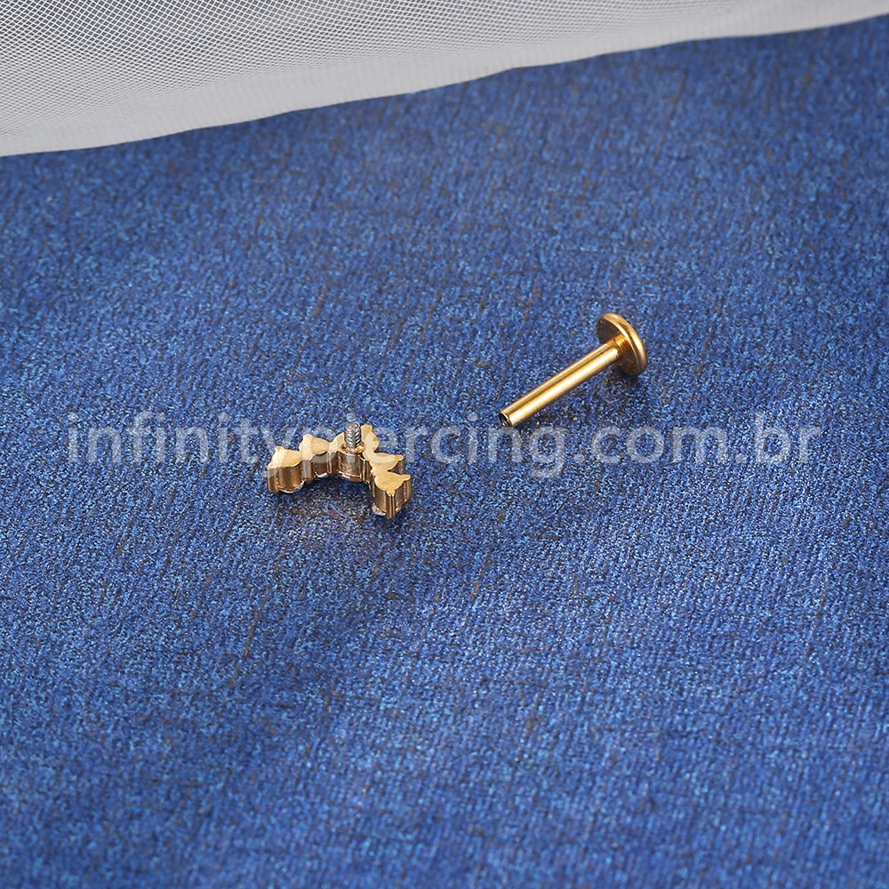 Piercing Labret Aço Cirúrgico Curvo Zircônias