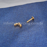 Piercing Labret Aço Cirúrgico Curvo Zircônias