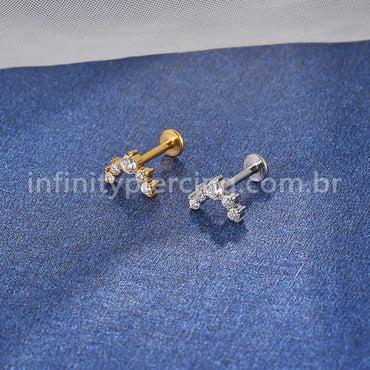 Piercing Labret Aço Cirúrgico Curvo Zircônias