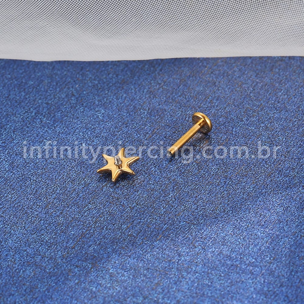 Piercing Labret Aço Cirúrgico Estrela