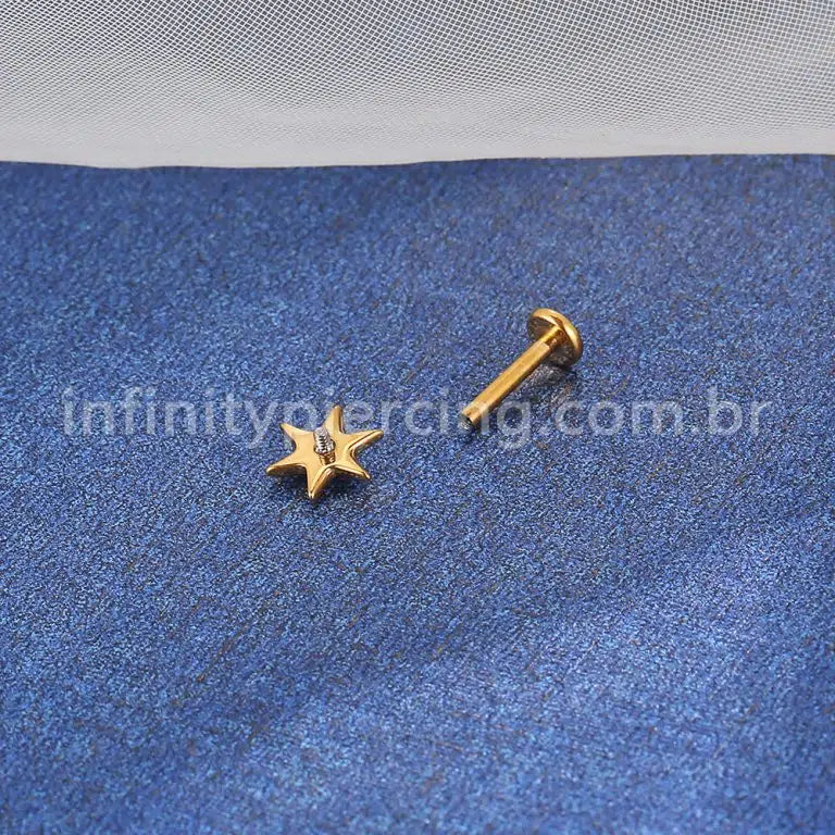 Piercing Labret Titânio Estrela 6 Pontas