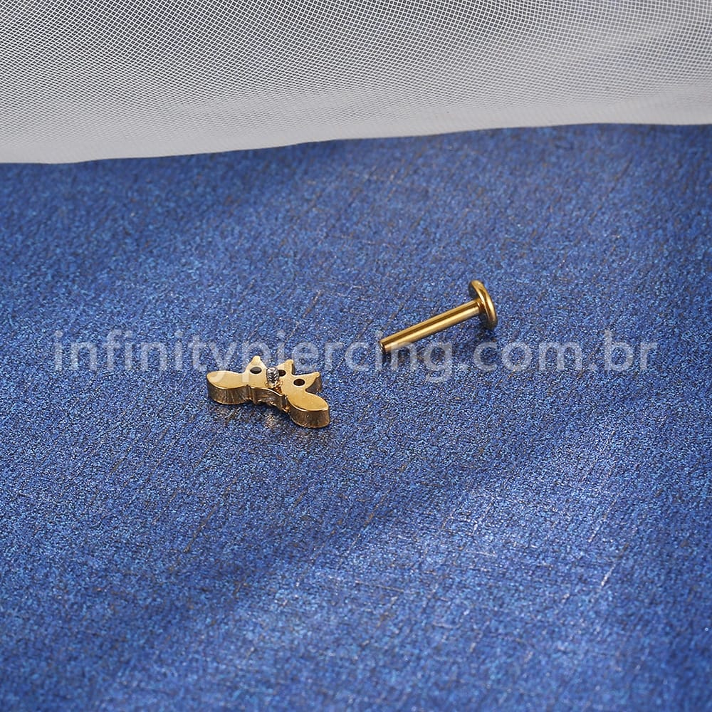 Piercing Labret Aço Cirúrgico Flor De Lotus 3 Zircônias