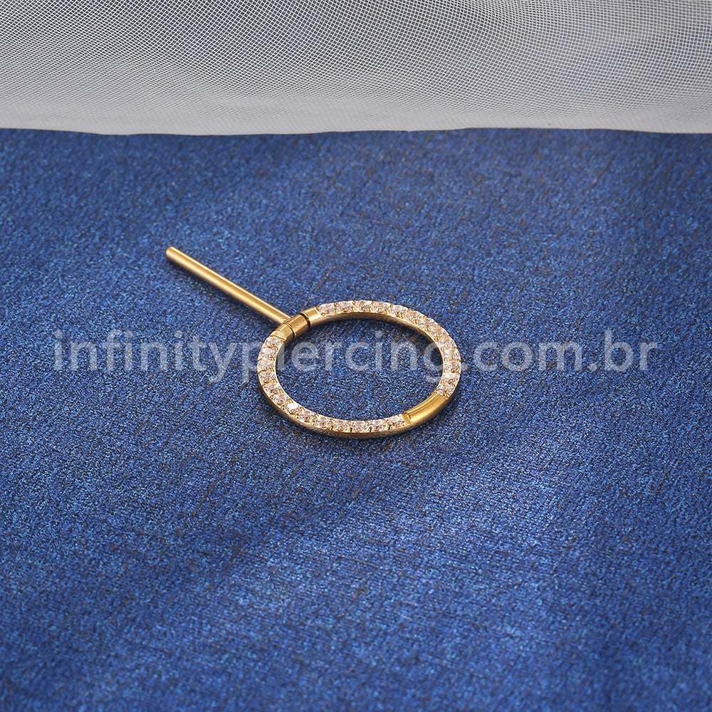 Piercing Argola  Aço Cirúrgico Mamilo Zircônia Cravejada