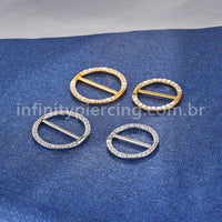 Piercing Argola  Aço Cirúrgico Mamilo Zircônia Cravejada